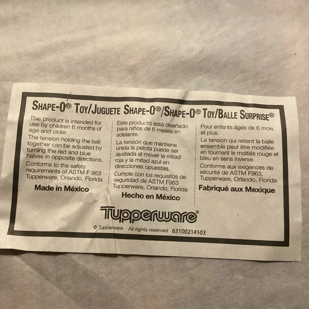 Tupperware Shape-O-Toy — a real classic!
